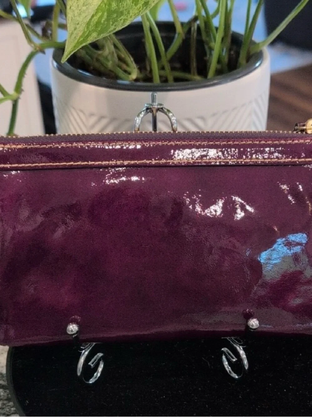 Dooney & Bourke Patent Leather Wristlet - Plum - Picture 3 of 7